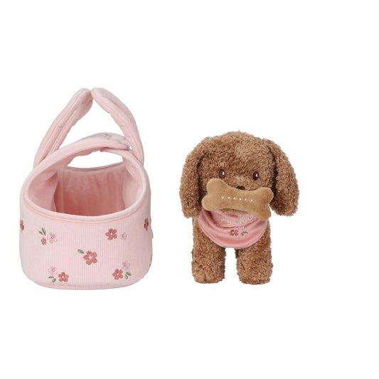 Peluche cane Jackie con trasportino
