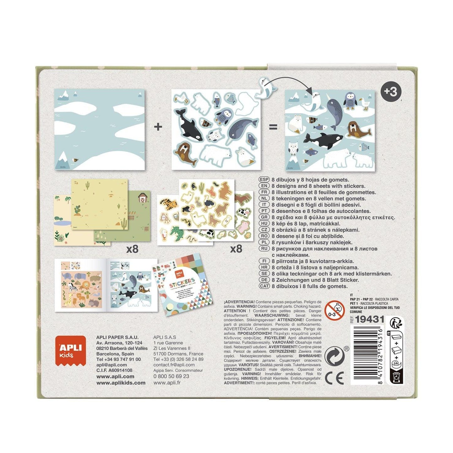 Stickers Box Animali e il Loro Habitat APLI KIDS - Adesivi Educativi 3+ Anni - Munakids
