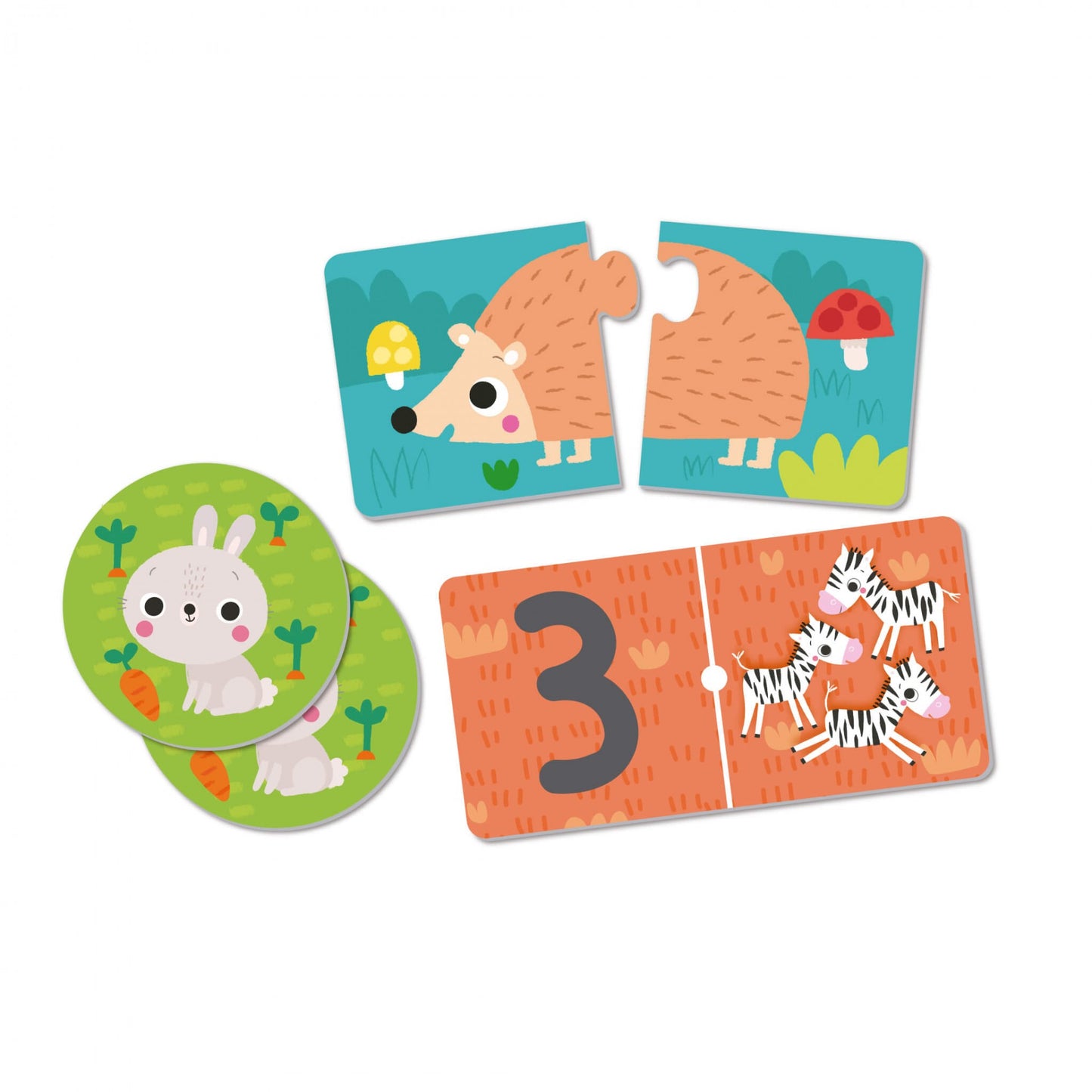 Giochi con animali 3 in 1 - Puzzle, Domino e Memory