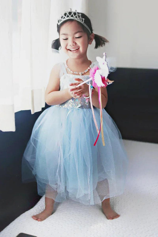 Abito da principessa con paillettes, blu - Munakids