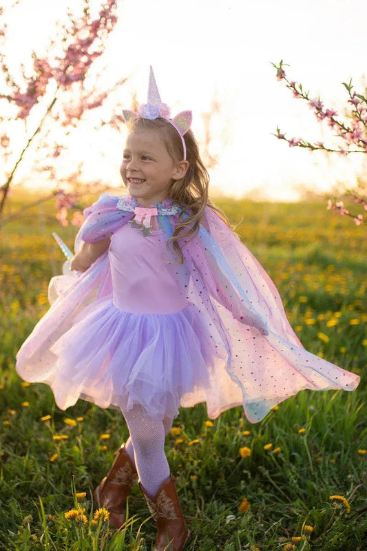 Mantello unicorno arcobaleno con fascia per capelli, multicolore 4-6 ANNI - Munakids