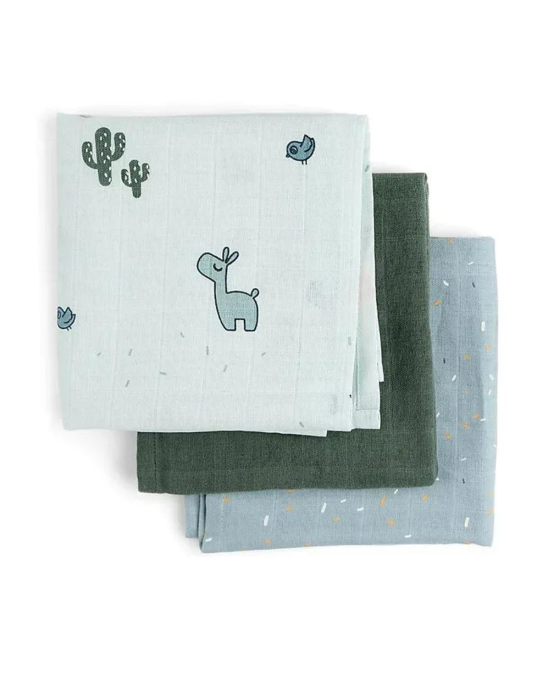Set 3 Telini Antirigurgito Lalee il Lama - Blu - 70x70 cm - Munakids