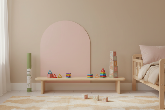 Cameretta ordinata con lavagna magnetica Kinderly, Connetix e cubi Little Dutch