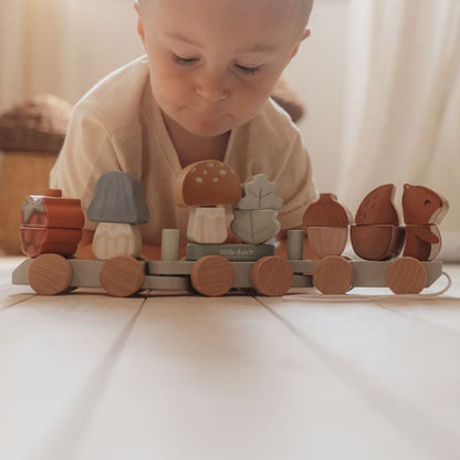 Trenino con costruzioni scoiattolo