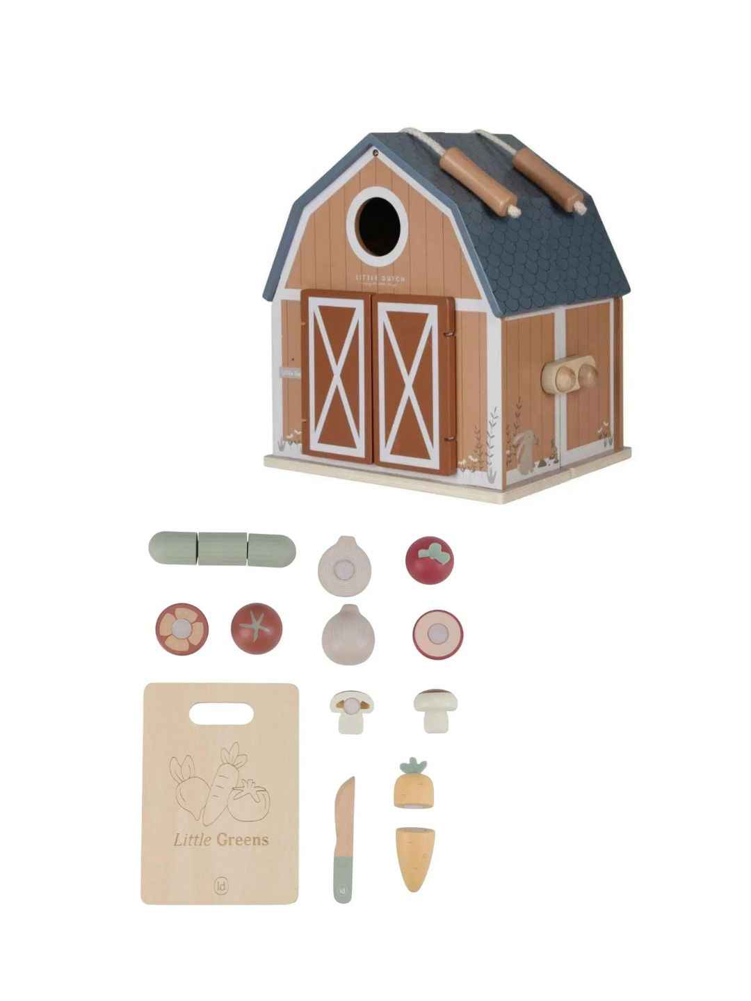 Set "Piccola Fattoria" Little Farm – Fattoria Portatile e Verdure da Tagliare Little Dutch – 24+ mesi