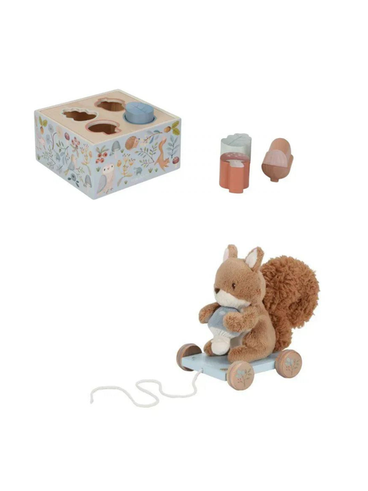 Set "Primi Movimenti" Forest Friends - Cubo Incastri e Scoiattolo Trainabile - 18+ mesi