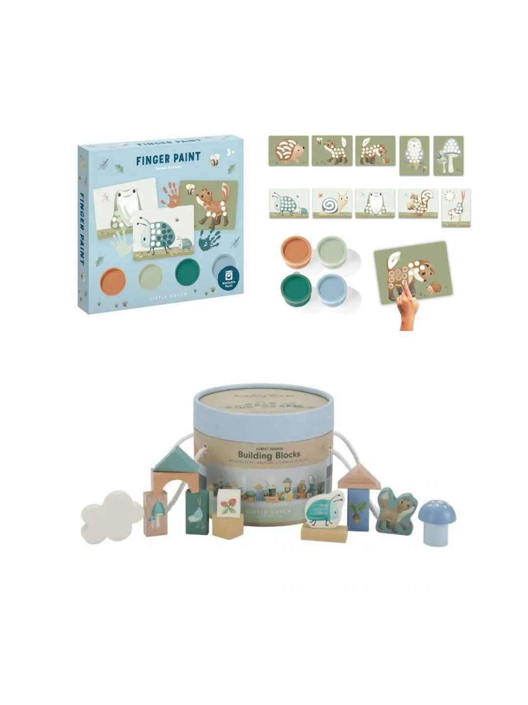 Set "Mani e Mente" Forest Garden – Cubetti e Pittura a Dita Little Dutch – 24+ mesi