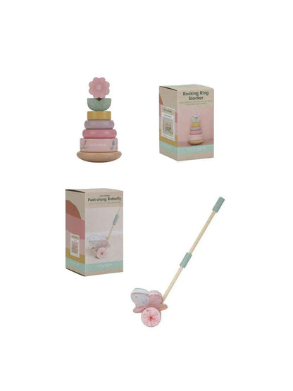 Set "Piccoli Voli" Fairy Garden - Anelli Impilabili e Farfalla da Spingere Little Dutch - 18+ mesi