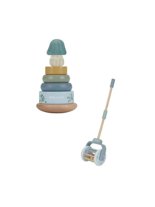 Set "Primi Equilibri" Forest Friends - Anelli Impilabili + Roller LIttle Dutch - 18+ mesi