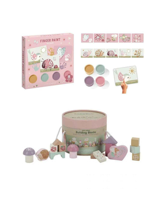 Set "Mani e Mente" Fairy Garden – Cubetti e Pittura a Dita Little Dutch – 24+ mesi