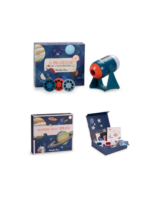 Set "Piccoli Astronomi" – Cofanetto Astronomia e Proiettore Esploratore Moulin Roty – 6+ anni