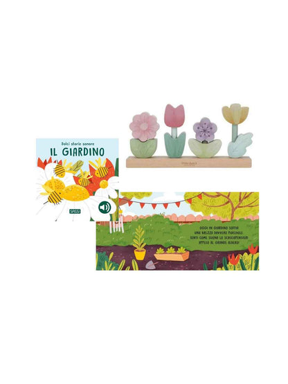 Set "Suoni della Natura" – Libro Sonoro Il Giardino e Fiori da Costruire Sassi & Little Dutch – 12M+