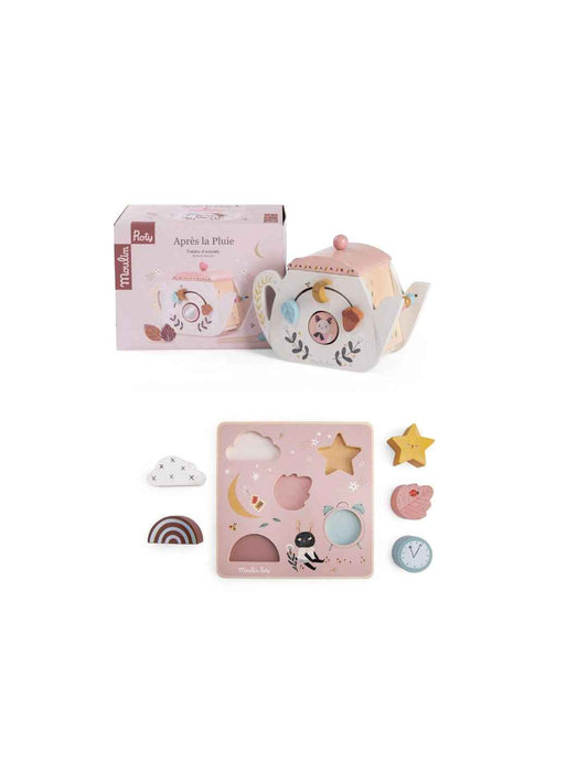 Set "Piccoli Sensi" Après la Pluie - Teiera Attività e Puzzle Sensoriale Moulin Roty - 12+ mesi