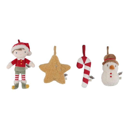 Set 4 Peluche Natalizi - Jim, Pupazzo di Neve, Bastoncino e Stella