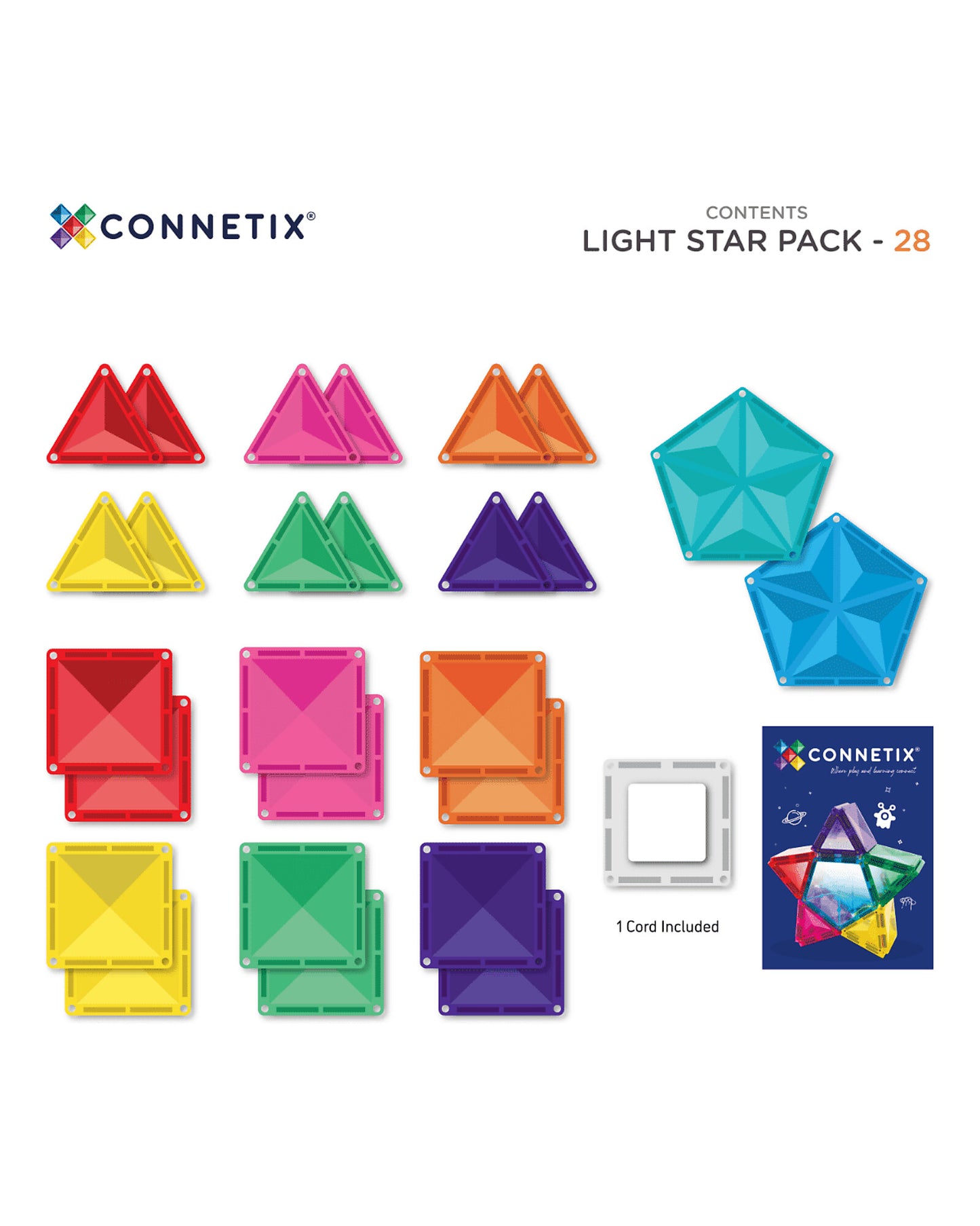Connettix Tessere magnetiche 2 in 1 Set Costruzioni e Lampada Stella - 28 Pezzi