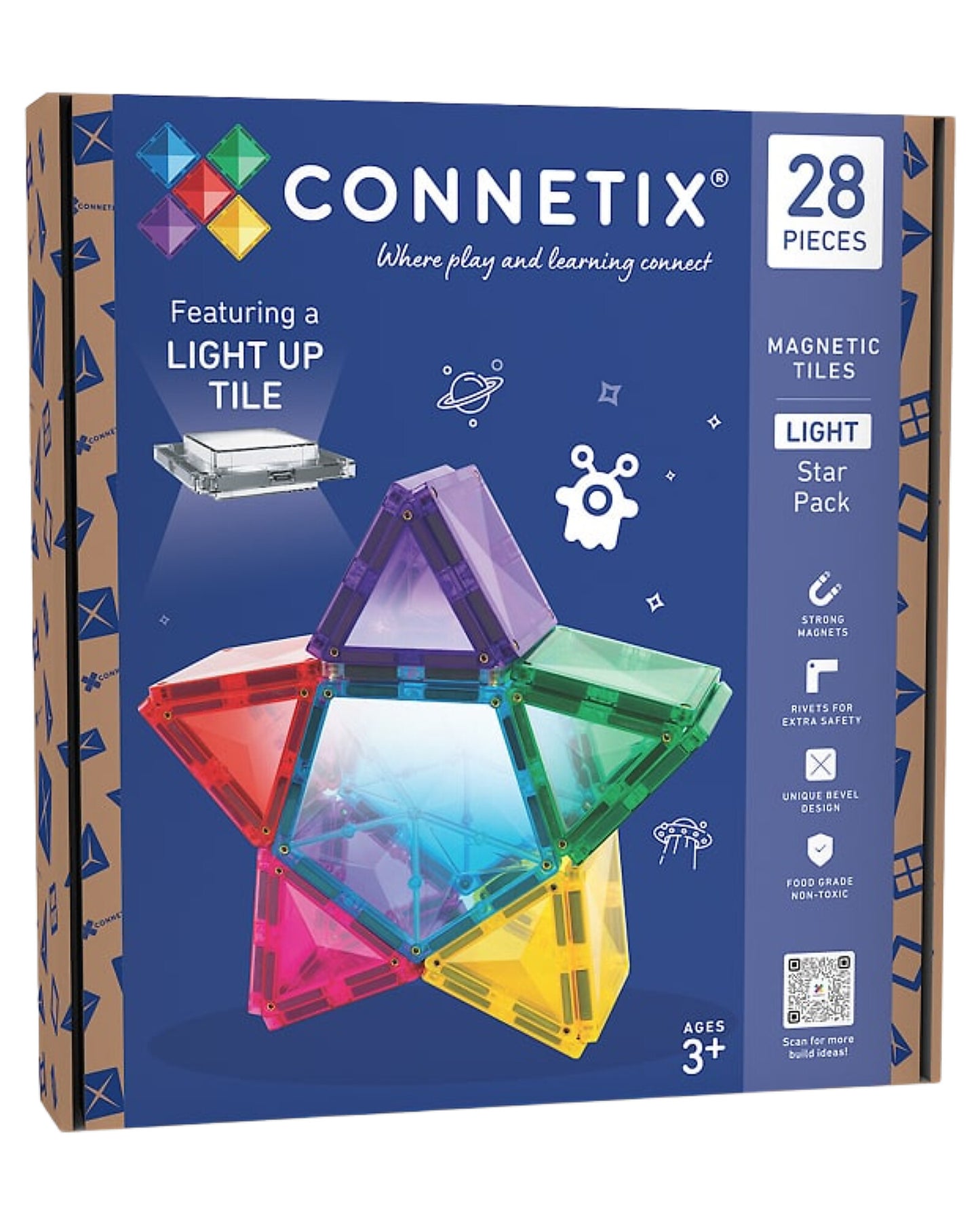 Connettix Tessere magnetiche 2 in 1 Set Costruzioni e Lampada Stella - 28 Pezzi