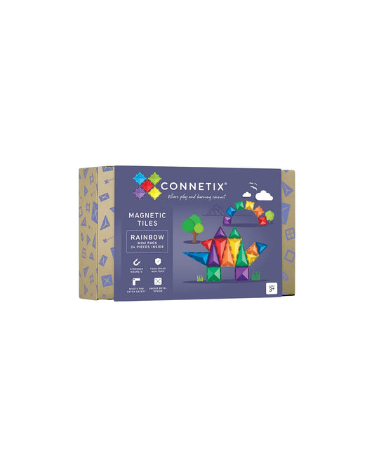 Connetix tessere magnetiche24 Pezzi - Confezione Mini - Arcobaleno - 100% Plastica ABS Atossica - Apprendimento STEM!