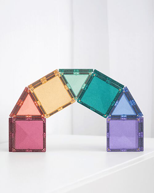 Connetix - tessere magnetiche - Set Castello Glitter - 48 Pezzi