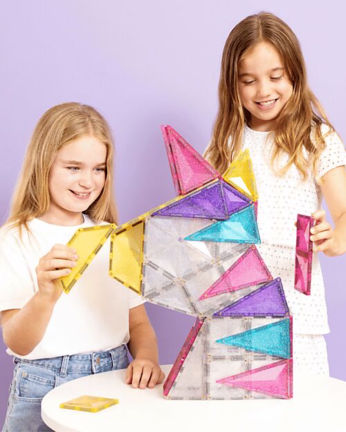 Connetix - tessere magnetiche - Set Unicorno Glitter - 56 Pezzi