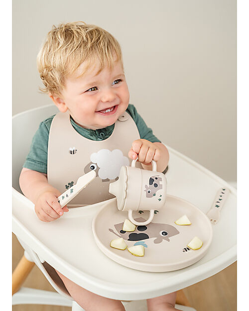 Bavaglio Impermeabile con Tasca - Tiny Farm - Sabbia - 100% Silicone