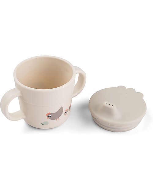 Set Pappa Foodie - Ciotola Bicchiere e Cucchiaio - Tiny Farm - Sabbia - 100% PP Alimentare