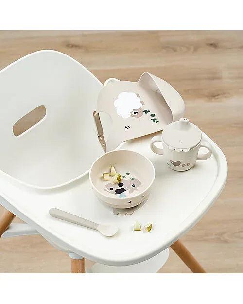 Set Pappa Foodie - Ciotola Bicchiere e Cucchiaio - Tiny Farm - Sabbia - 100% PP Alimentare - Munakids