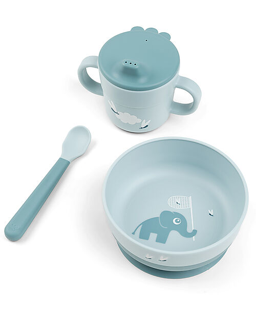 et Pappa Foodie - Ciotola Tazza e Cucchiaio - Elphee - Blu - 100% PP Alimentare