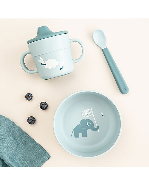 et Pappa Foodie - Ciotola Tazza e Cucchiaio - Elphee - Blu - 100% PP Alimentare