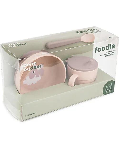 Set Pappa Foodie - Ciotola Tazza e Cucchiaio - Happy Clouds - Rosa Cipria - 100% PP Alimentare - Munakids