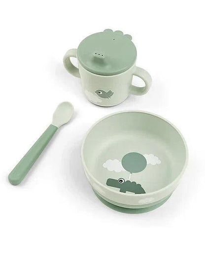 Set Pappa Foodie - Ciotola Tazza e Cucchiaio - Happy Clouds - Verde - 100% PP Alimentare - Munakids