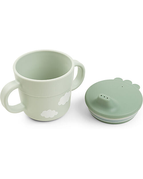Set Pappa Foodie - Ciotola Tazza e Cucchiaio - Happy Clouds - Verde - 100% PP Alimentare