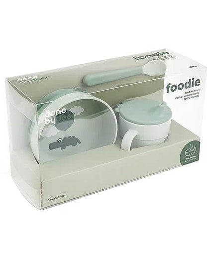 Set Pappa Foodie - Ciotola Tazza e Cucchiaio - Happy Clouds - Verde - 100% PP Alimentare - Munakids