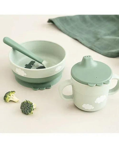Set Pappa Foodie - Ciotola Tazza e Cucchiaio - Happy Clouds - Verde - 100% PP Alimentare - Munakids