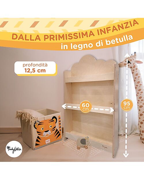 Libreria Montessori Frontale - Cloud - Legno di Betulla - Natural
