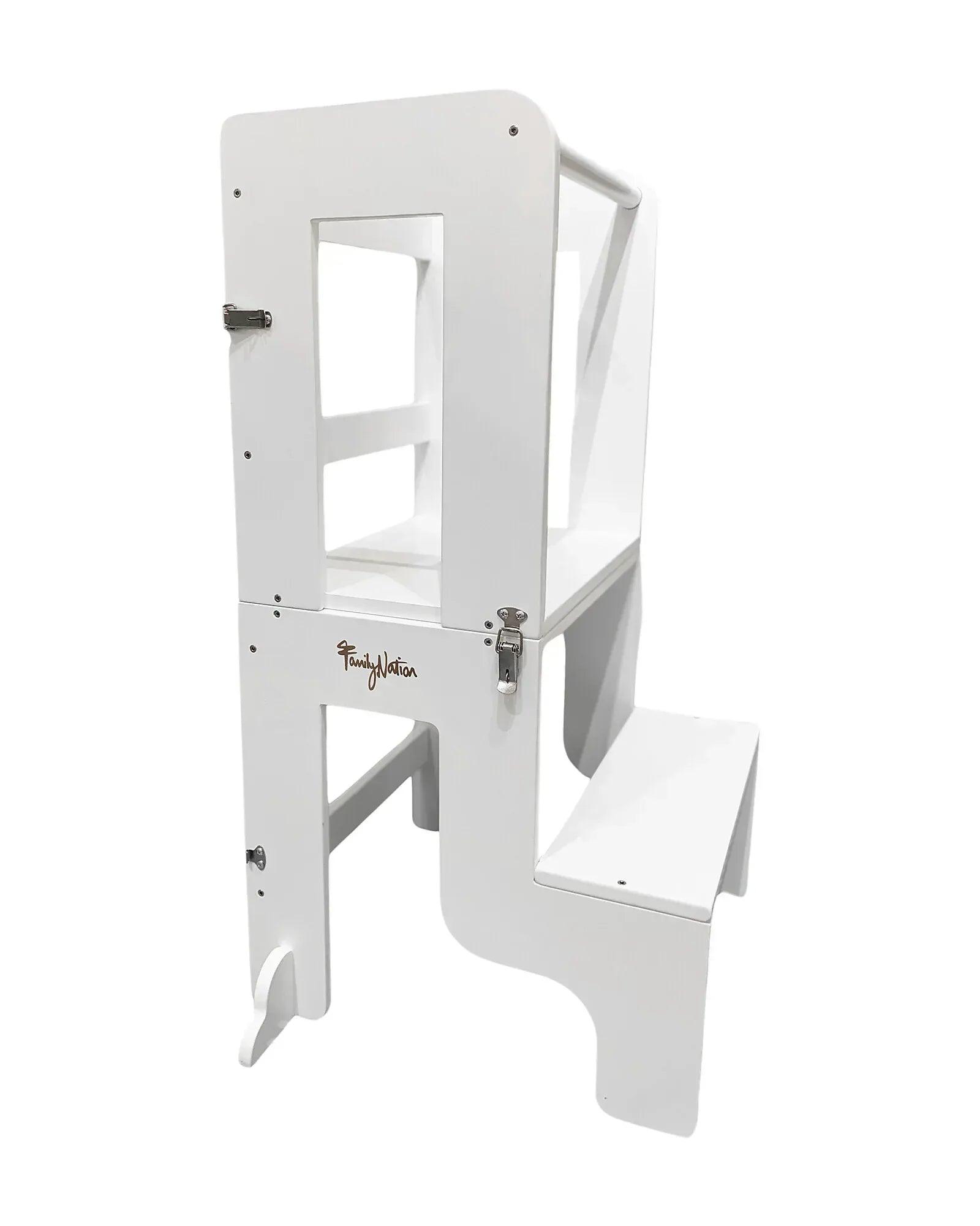 Torre Montessori 2 in 1 - Bianco - Convertibile in Tavolo+Sedia - Munakids