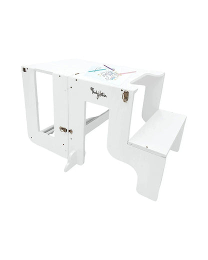 Torre Montessori 2 in 1 - Bianco - Convertibile in Tavolo+Sedia - Munakids