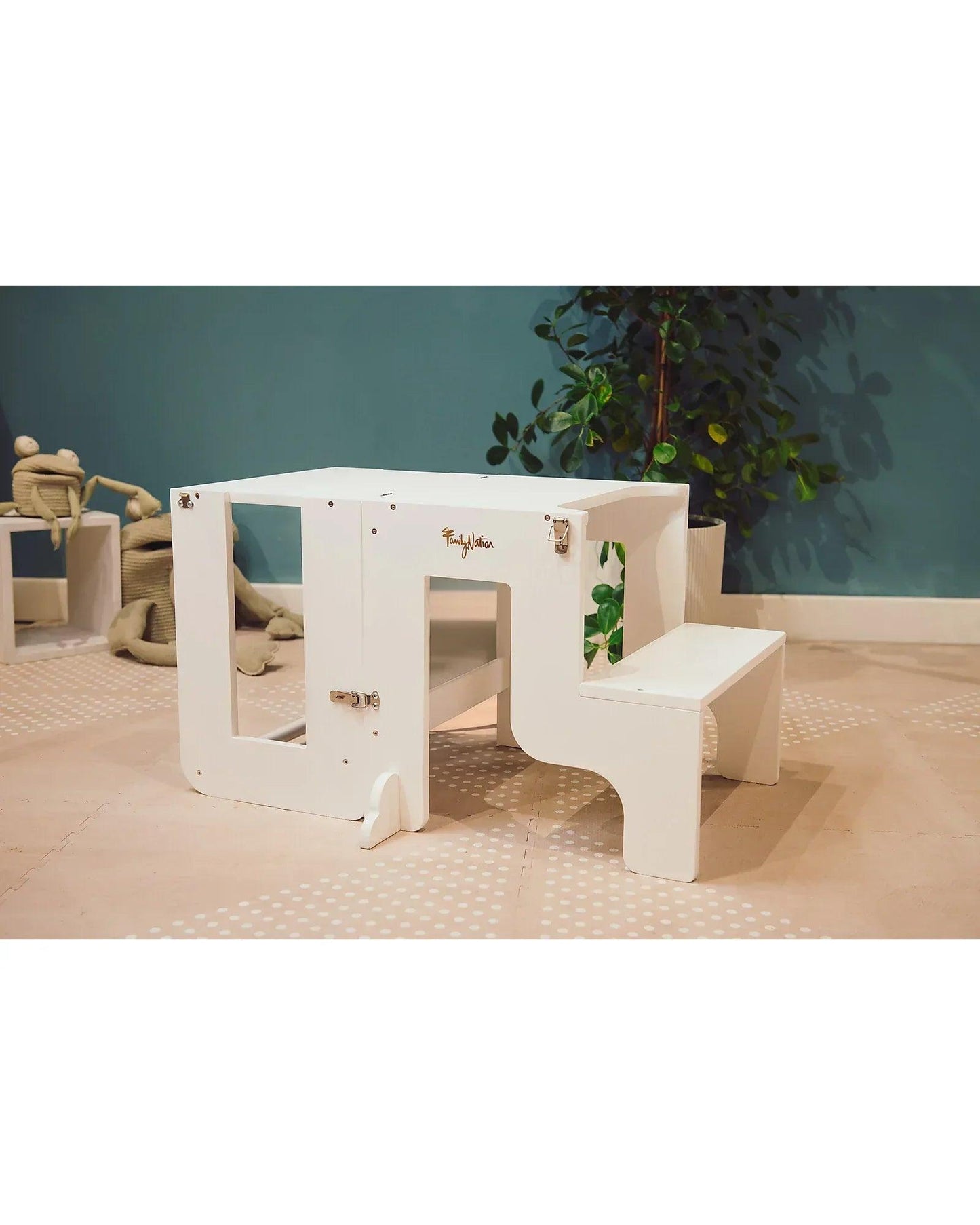 Torre Montessori 2 in 1 - Bianco - Convertibile in Tavolo+Sedia - Munakids