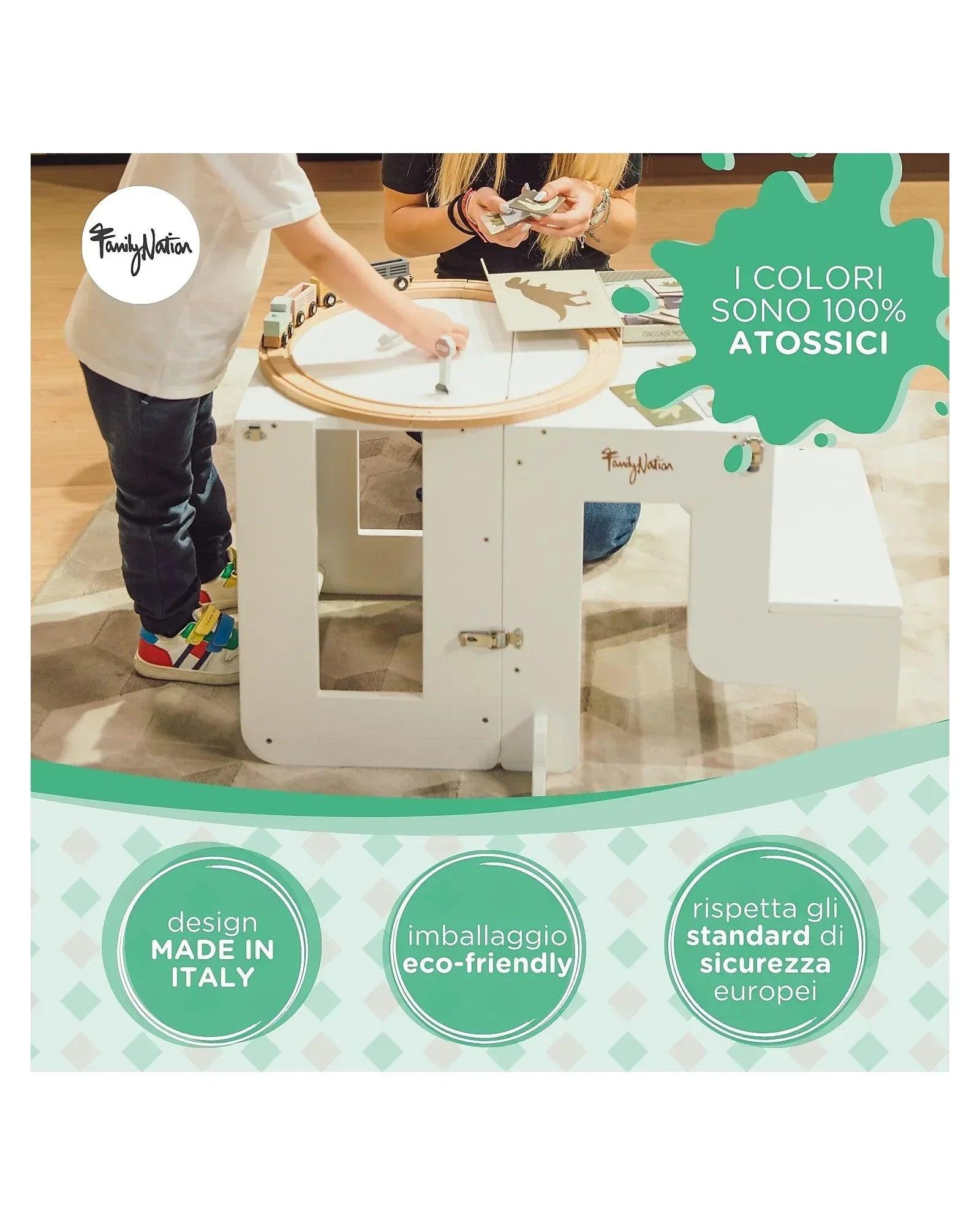 Torre Montessori 2 in 1 - Bianco - Convertibile in Tavolo+Sedia - Munakids