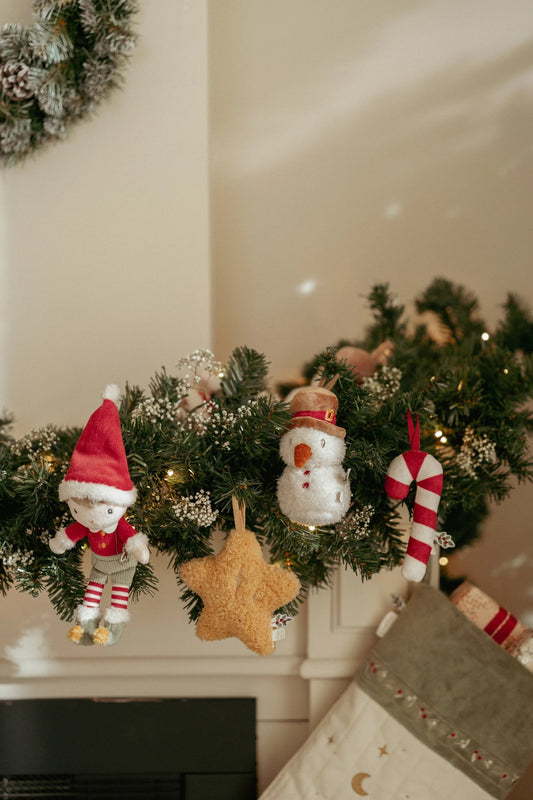 Set 4 Peluche Natalizi - Jim, Pupazzo di Neve, Bastoncino e Stella