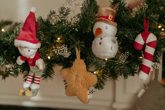 Set 4 Peluche Natalizi - Jim, Pupazzo di Neve, Bastoncino e Stella