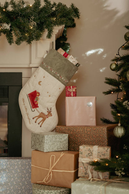 Calza Natalizia con Ricami Renna e Stelle