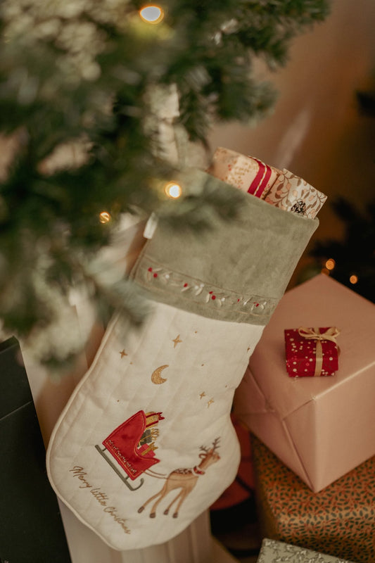 Calza Natalizia con Ricami Renna e Stelle