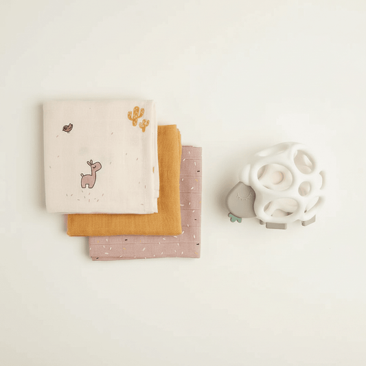 Kit Neonato Done by Deer - Telini Lalee Cipria e Massaggiagengive Sheepy