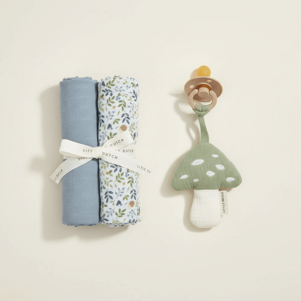 Kit Neonato Little Dutch - Portaciuccio Fungo e Mussole Forest Friends