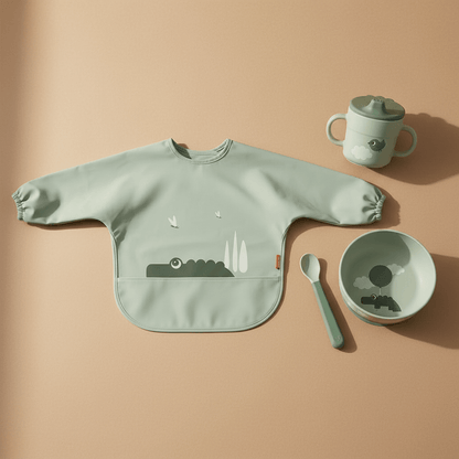 Kit Svezzamento Done by Deer - Set Pappa e Bavaglio Croco Verde
