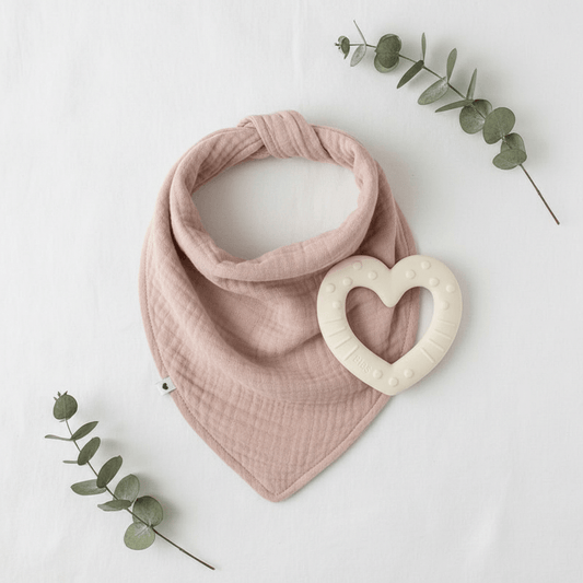 Set Neonato BIBS - Bandana e Gioco Dentizione Cuore