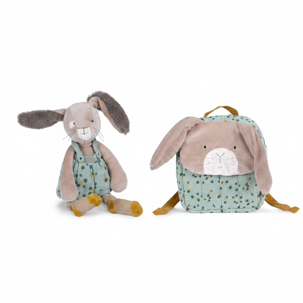 Set Regalo Battesimo – Peluche e Zainetto Coniglio Salvia Moulin Roty